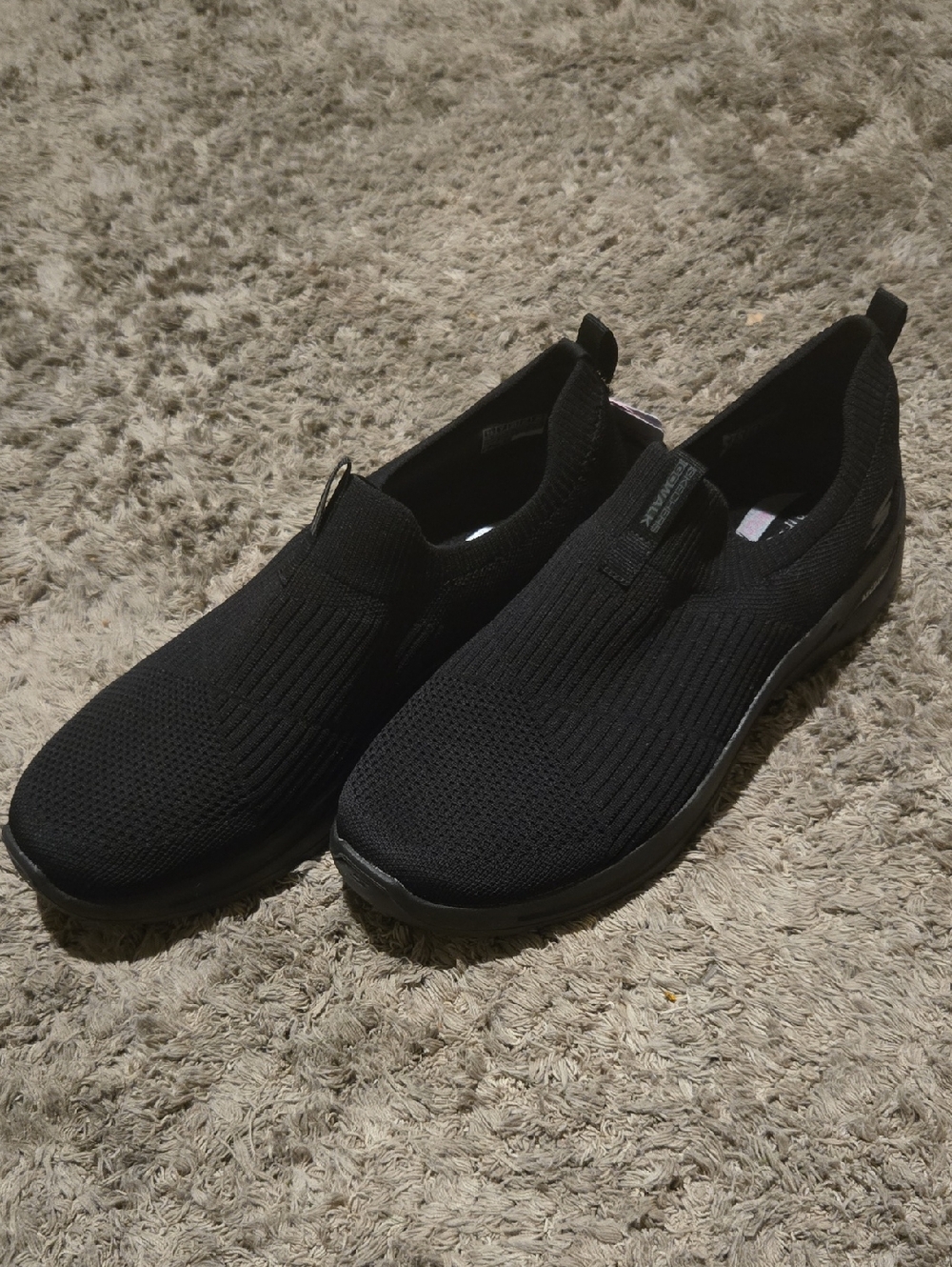 Skechers Black Knit Slip-On Loafers